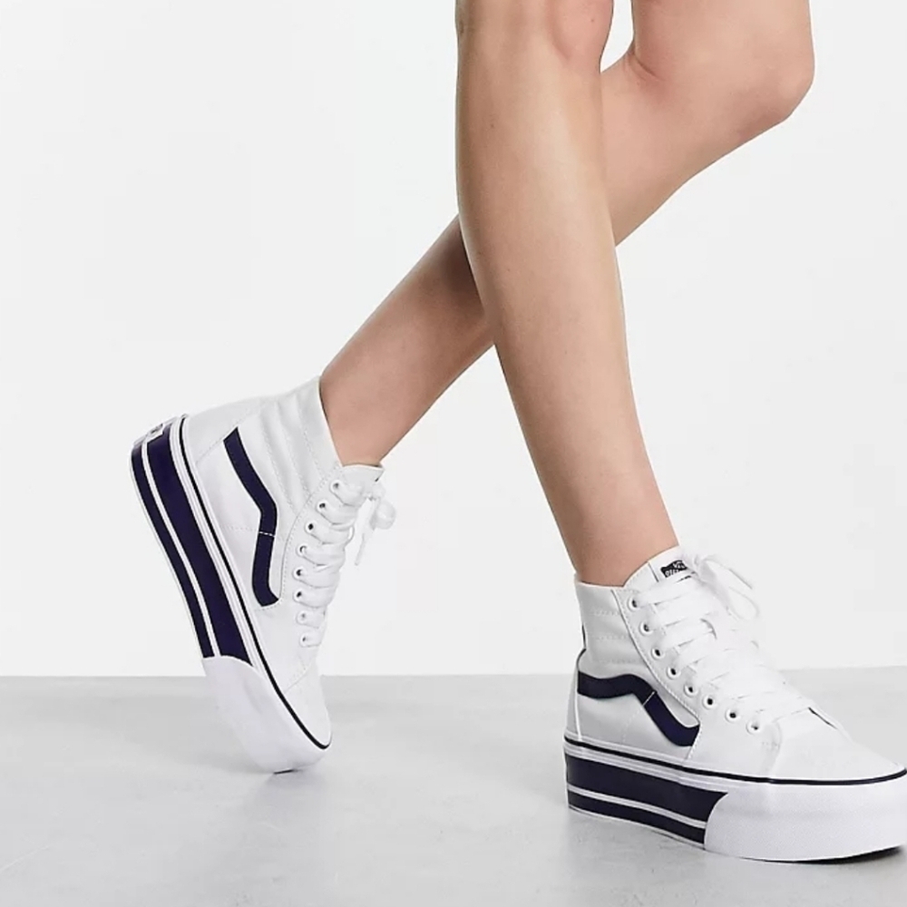 Vans Sk8-Hi Tapered Stackform Navy Stripe Sneakers NEW - Picture 7 of 7